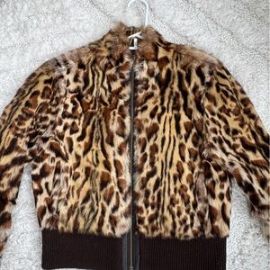 Vintage Guess Leopard Printed Rabbit Jacket